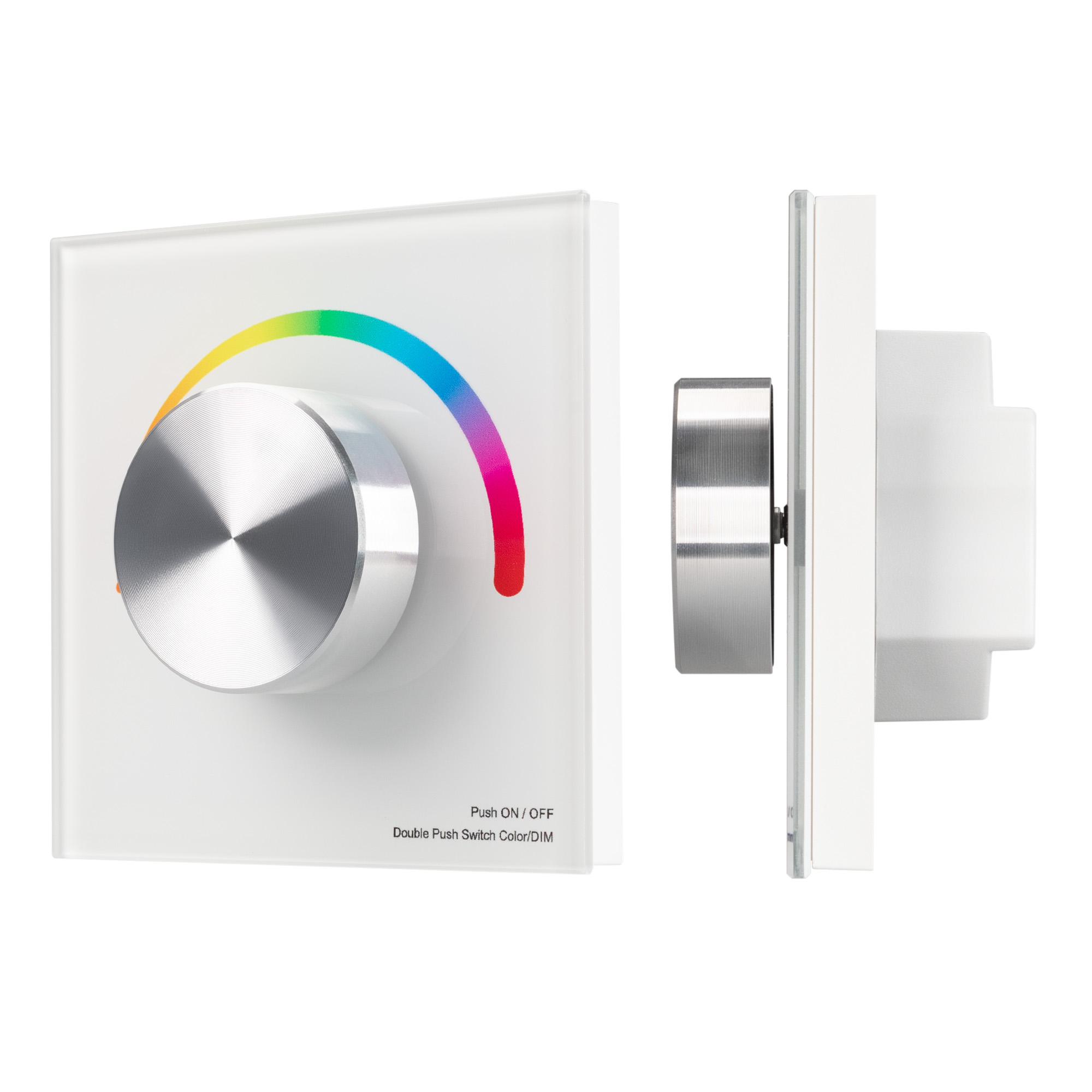 Панель SMART-P5-RGB-G-IN White (3V, Rotary, 2.4G) 033756 - Встраиваемая роторная панель 2.4 ГГц, цвет белый. Материал - стекло/пластик. Для управления RGB источниками света (ШИМ). Управление яркостью с помощью роторного вращателя. Питание/рабочее напряжен