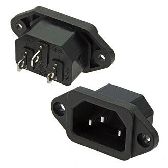 AC-016 - Разъем питания серии AC, вилка 3-х полюсная, фланцевое крепление, 10А 250В