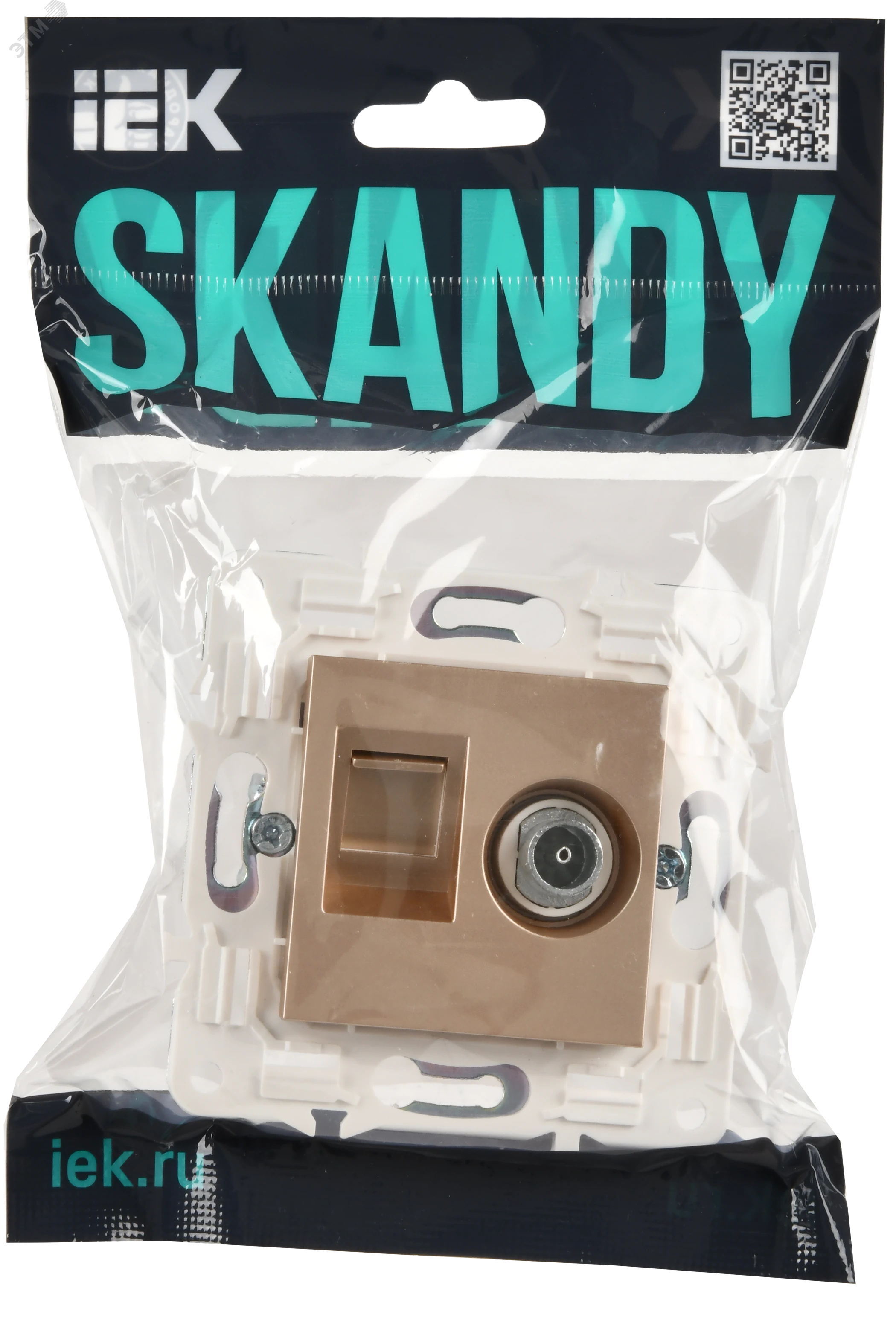 SKANDY Розетка двойная TV+RJ45 кат.5E SK-A14Sa песочный IEK SK-AK20-1-K98