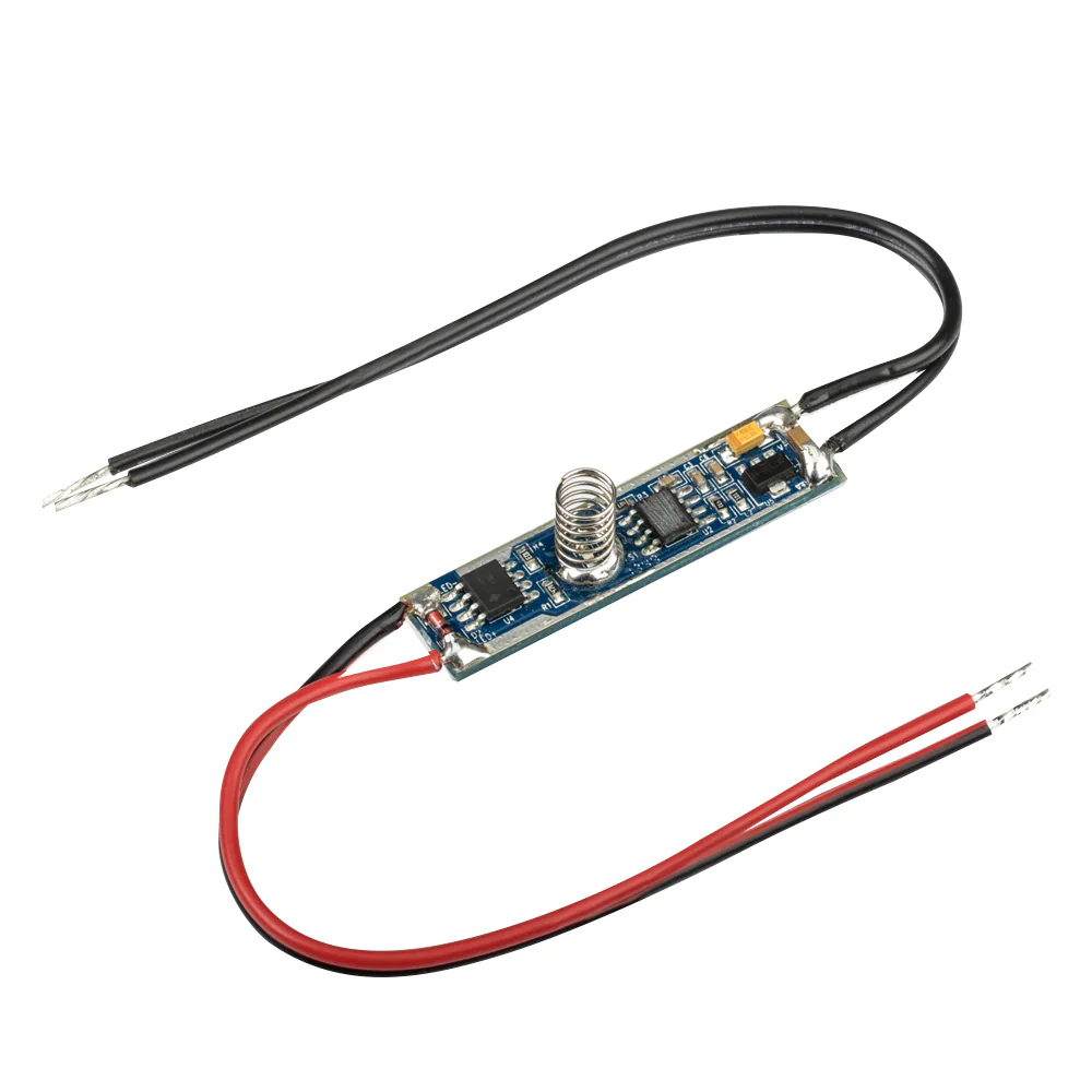 Микродиммер SR-2901S-H10 (12-24V, 36-72W) 019939 - Диммер с подсветкой, встраиваемый в профиль, реагирует на прикосновение к экрану, короткое нажатие - вкл/выкл, длинное нажатие - диммирование. Для профилей с внутренней высотой (пов. профиля - пов. экрана
