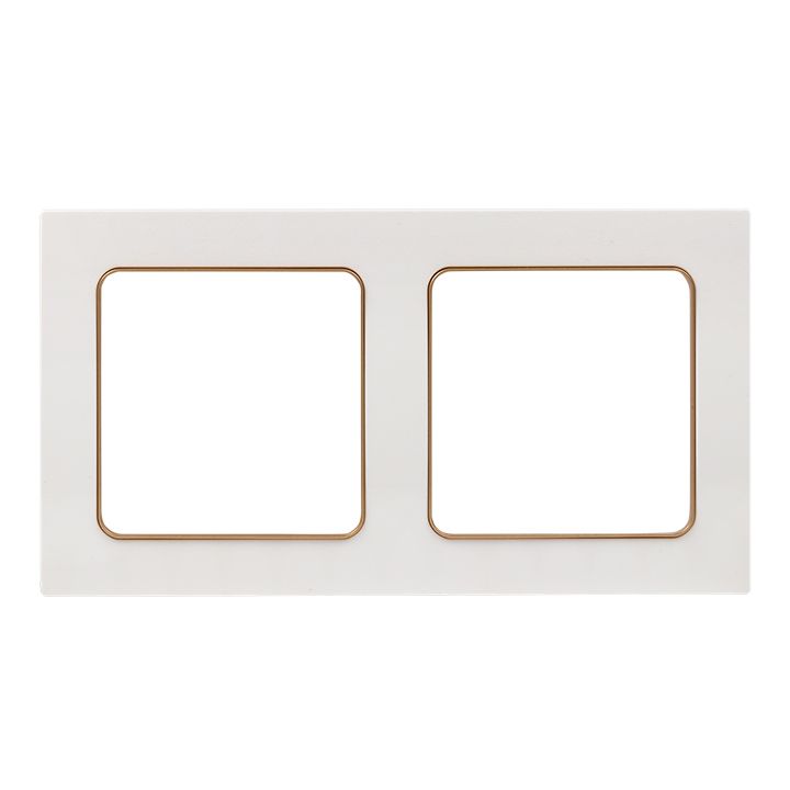 Стокгольм Рамка 2-местная белая с линией цвета шампань PROxima EYM-G-303-10