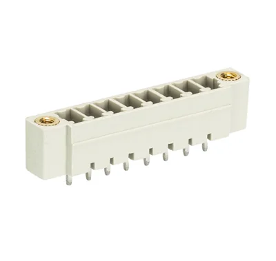 Вилка Wiecon 8813 S / 8 GF - Вилочный разъем, вертикальный, на плату, с монтажными фланцами, шаг 3,81 мм, 8 полюсов, фиксация на плате пайкой, 250V, 8А, без маркировки, цвет: серый, серия 8813 S GF