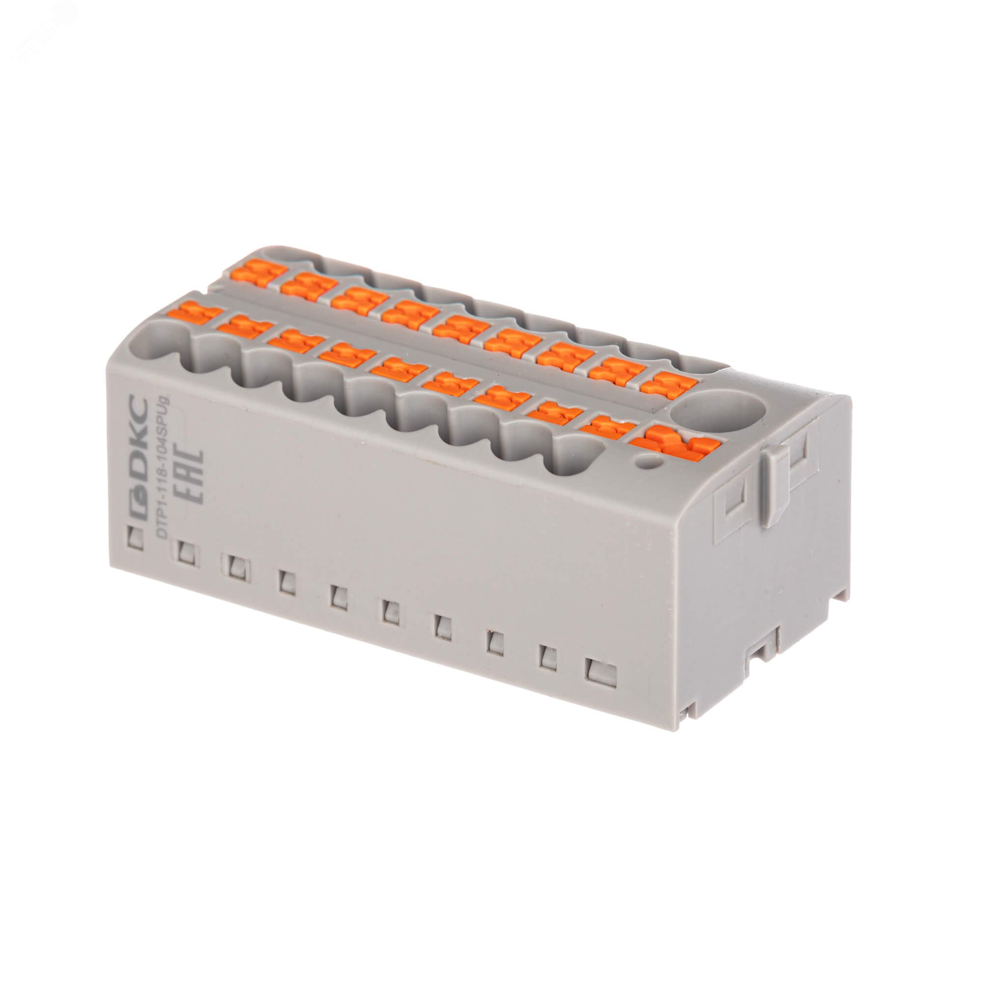 Блок распределительный, зажим push-in, 1 ввод 6 кв.мм, 18 точек подключения 2,5 кв.мм, серый DTP1-118-104SPUG