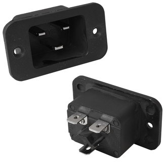 AC-032 - Разъем питания серии AC, вилка 3-х полюсная с фланцами на панель, 16А 250В