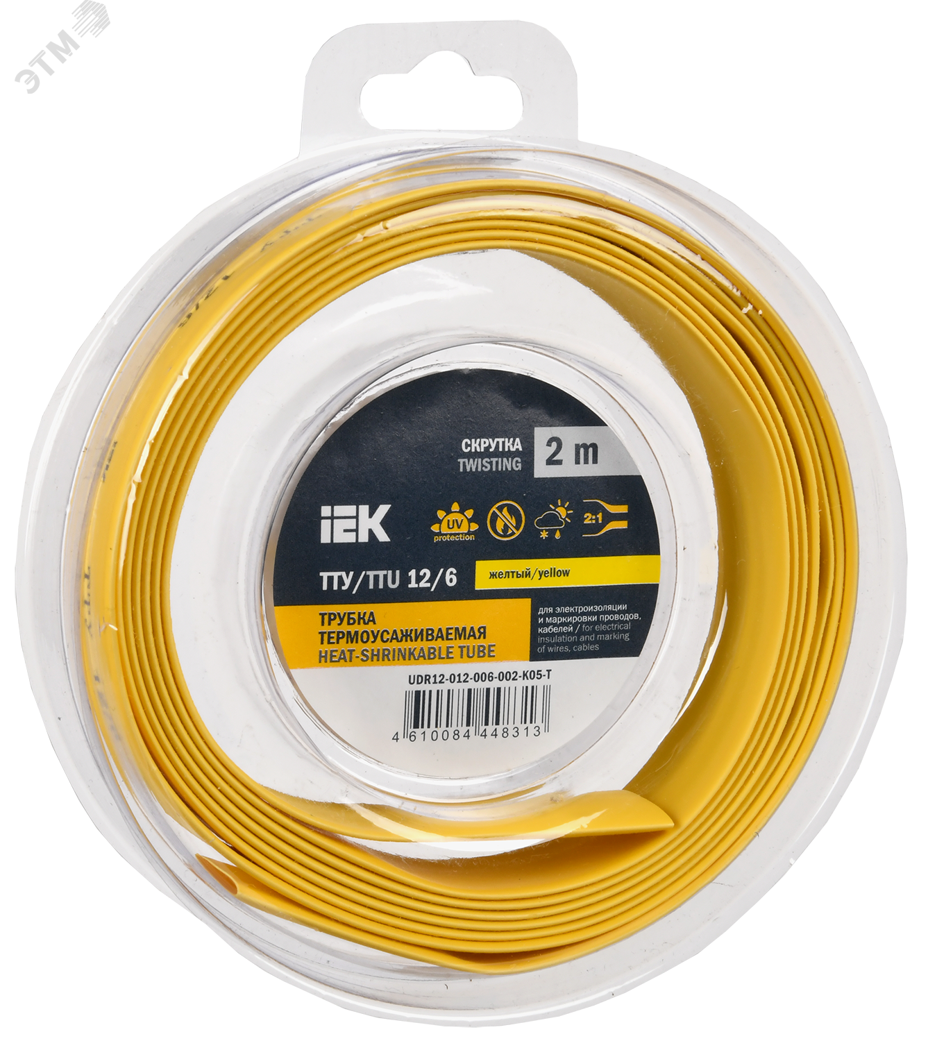 Трубка термоусадочная ТТУ нг-LS 12/6 желт./зел. (уп.2м) UDR12-012-006-002-K52-T