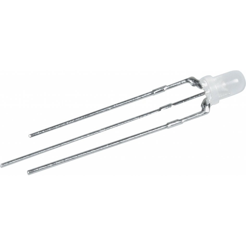 L-3WEGW - Светодиод 3мм/красный/625нм/12-40мкд/ - зеленый/568нм/12-35мкд/белый матовый/60°/шаг 2,54мм