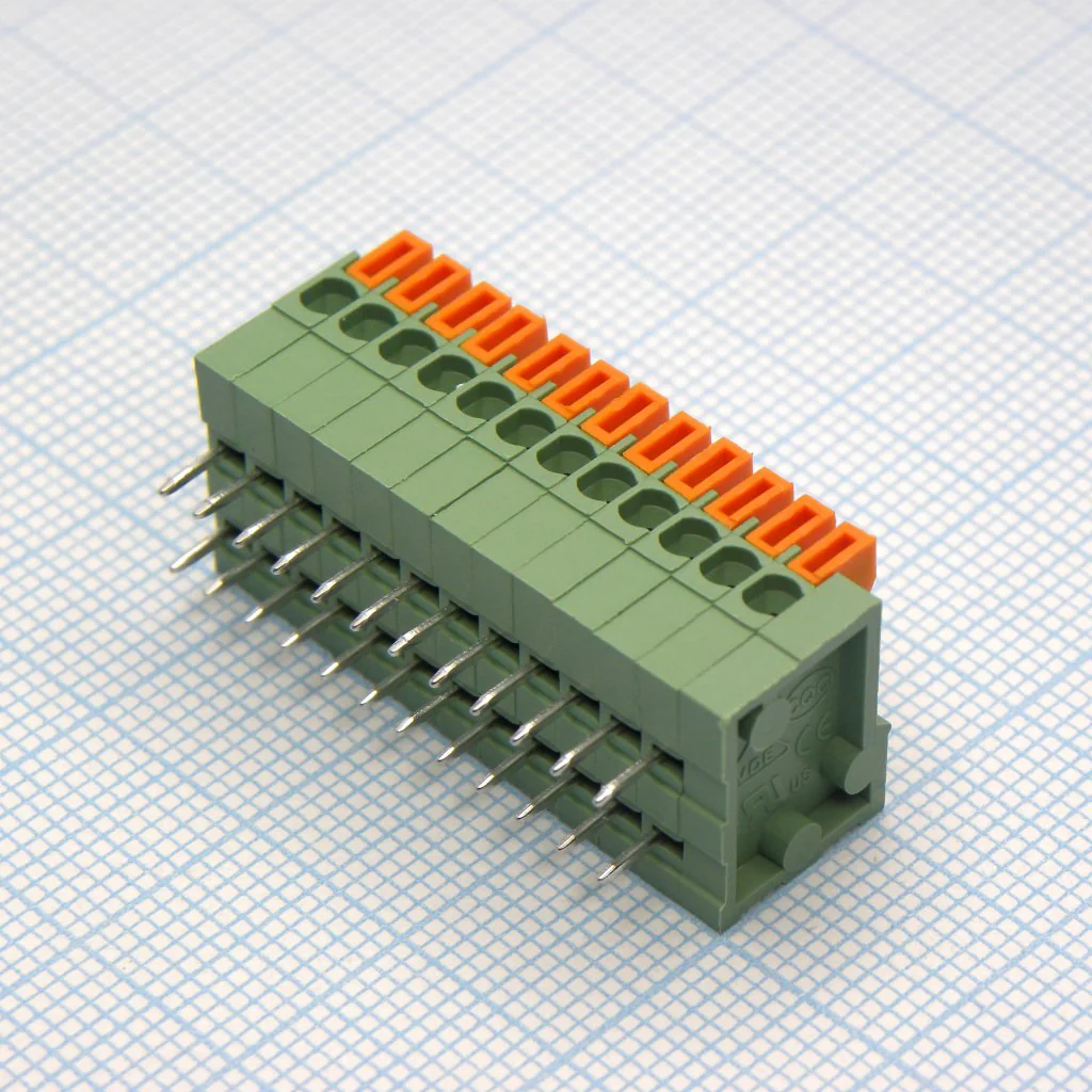 DG141R-2.54-12P-14-00A(H) - Нажимной безвинтовой клеммный блок 12 контактов. Зажим типа торцевой контакт. Серия DG141R-2.54