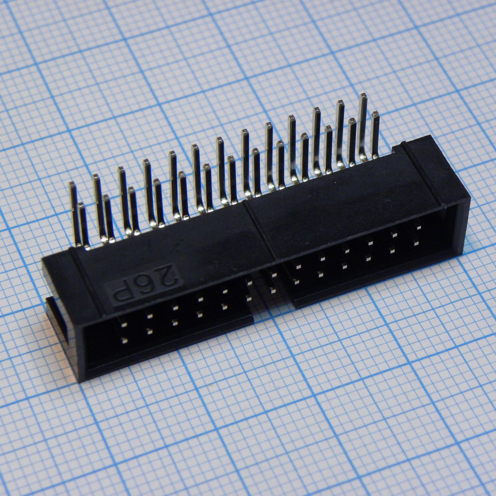 DS1013-26RSIB-B-0 - IDC разъем, вилка на плату угловая двухрядная 26pin(2x13)., шаг 2.54мм