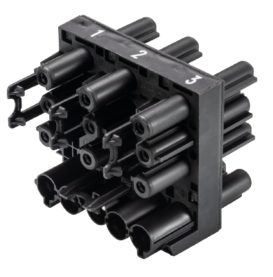 Разветвитель GST18i5V37A1 V SW - Распределительное устройство, 5 полюсов: 1 вход / 1 выход, 3 полюса: 2 входа L1 / 2 входа L2 / 2 входа L3, серия gesis GST18i5, номинальное напряжение: 250V / 400V, номинальный ток: 20А, цвет: черный