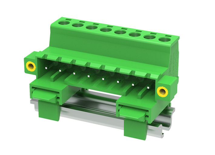Вилочный разъем на кабель MC-PB5.08H04C-S-0001 - Вилочный разъем, прямой, на кабель, шаг: 5.08 мм, 4 полюса, фиксация провода винтовая, исполнение: с монтажными фланцами и креплением на DIN15, 320V, 12A, цвет: зеленый Вилочный разъем на кабель MC-PB5.08H04C-S-0001 - Вилочный разъем, прямой, на кабель, шаг: 5.08 мм, 4 полюса, фиксация провода винтовая, исполнение: с монтажными фланцами и креплением на DIN15, 320V, 12A, цвет: зеленый
