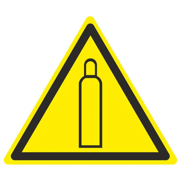 Знак W 19 ''Газовый баллон'' 150х150х150 мм, пластик ГОСТ Р 12.4.026-2001