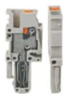 Разъем для клемм UJ6-2.5VP/L - Разъем для клемм, левый, 1 полюс, тип фиксации провода: push-in, номинальное сечение: 2,5 мм кв., 24A, 500V, ширина: 5,2 мм, цвет: серый
