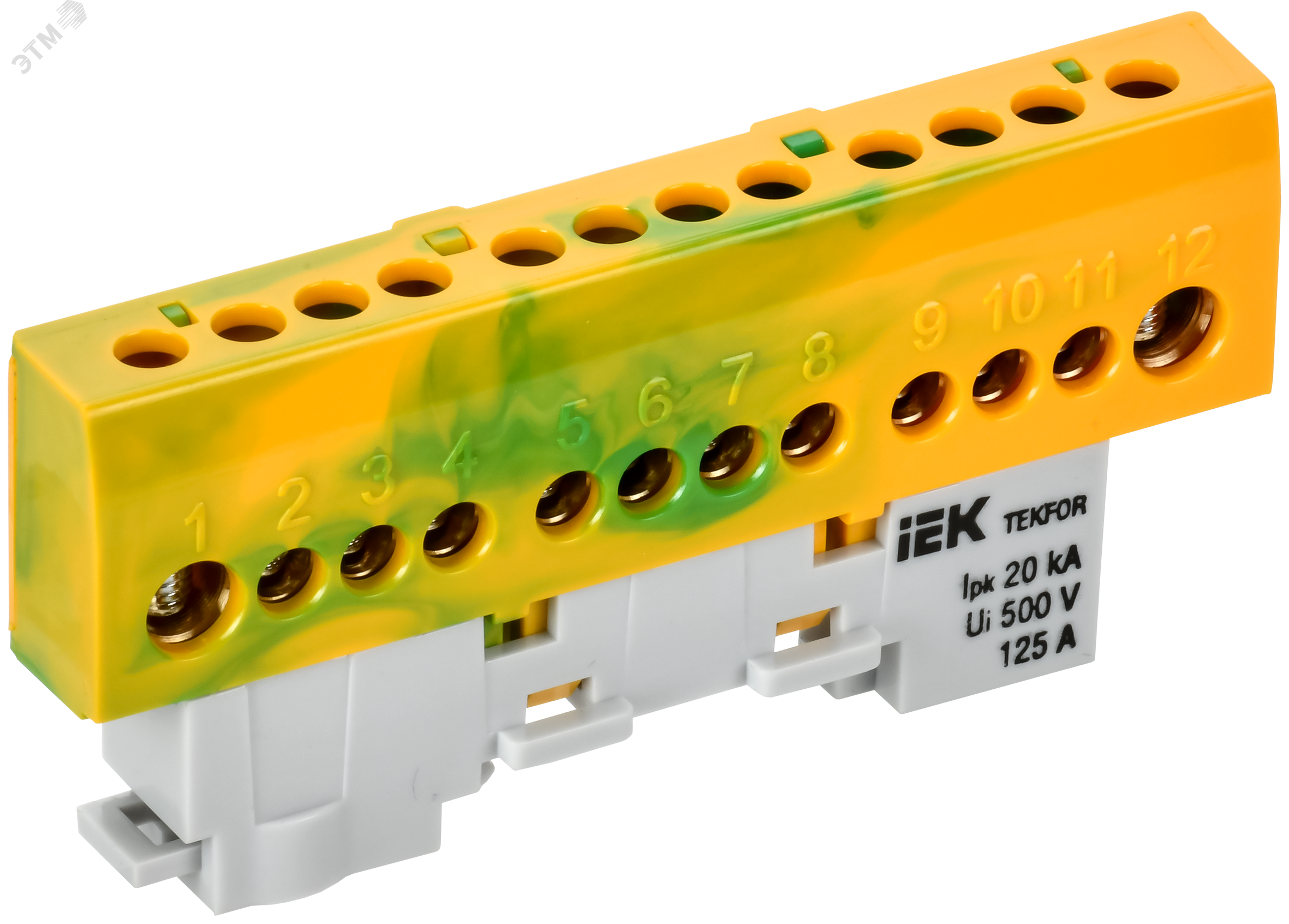 TEKFOR Шина PE земля изолированная на универсальном держателе 8х12-12-ЖЗ IEK TF-NN20-12-KL-K52