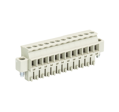 Розетка Wiecon 8813 B / 12 VR F - Розеточный разъем, прямой, на кабель, с монтажными фланцами, шаг 3,81 мм, 12 полюсов, номинальное сечение: 1,5 мм кв., винтовая фиксация провода, 250V, 8А, с маркировкой, цвет: серый, серия 8813 B VRF
