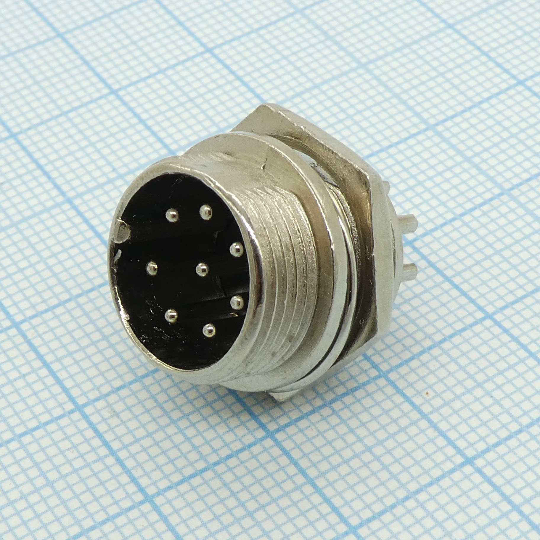 Разъем PH-8MP вилка на блок - разъем металлический, восемь контактов, 125V 3A, IP55(пыле- и брызгозащищенный)