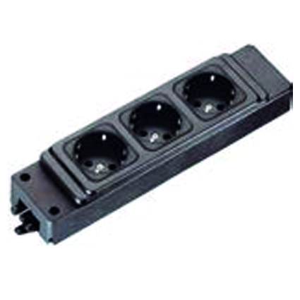 Розеточный блок  GST18i3 99.652.0028.0 - Распределительное устройство, 1 вход / 1 выход - gesis GST, 3 розетки Schuko®, 3 полюса, номинальное напряжение: 250V, номинальный ток: 16А, цвет разъема: черный