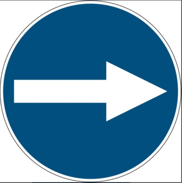 gws227529 - PIC 258 Предписывающий знак безопасности "Направляющая стрелка", 50 мм, 250 шт/рул , B-7541(ламинированный полиэстер)"