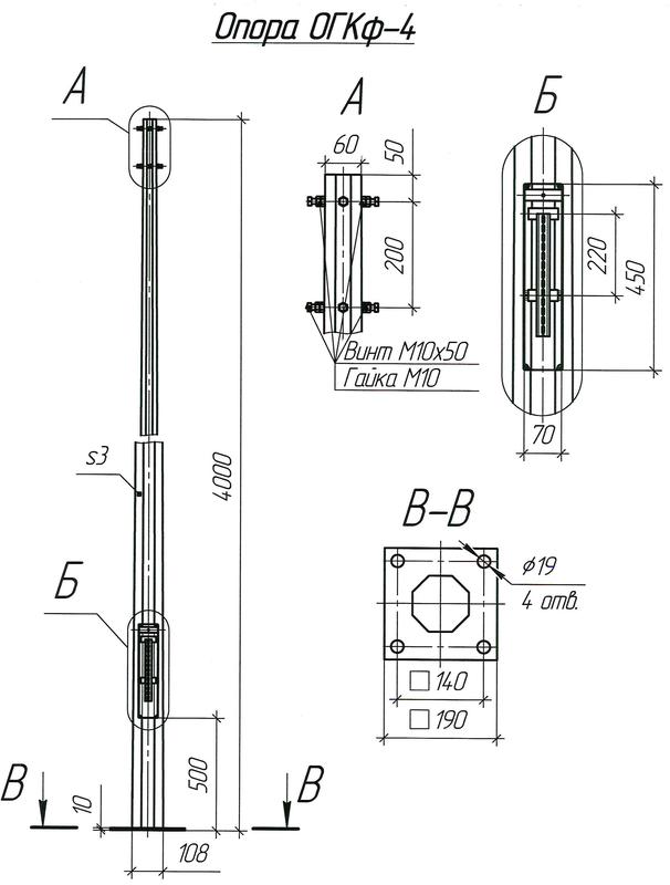 Опора ОГКф-4 (3мм 60/108 фл.190х10 мц. 140 отв. 19х4) гор. оцинк. МК 90150