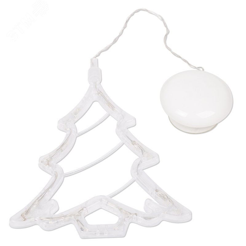 Фигура светодиодная "Елочка" 190х160х10мм 8LED зел. 1Вт 4.5В IP20 на присоске с подвесом элементы питания 3хAAA (не в компл.) 501-017