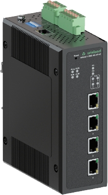 Коммутатор WIENET L2MS 4G-4PoE - Коммутатор серии WieNet, управляемый, 4 порта RJ45 скорость передачи 10/100 MBit/s, 4 порта PoE, номинальное напряжение: 9-57 VDC, монтаж: на DIN рейку, материал корпуса: алюминий