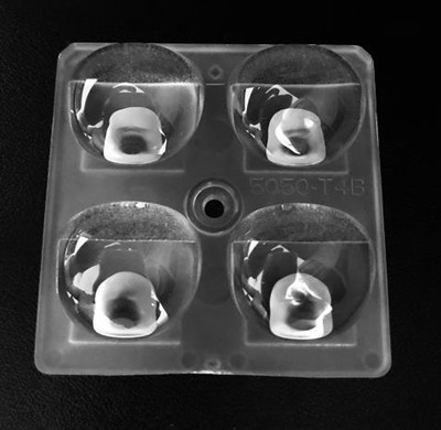 ALST50D4LED5050T4B - Групповая квадратная линза 2x2 на 4 светодиода 5050/3535 эфф=93% диаграмма T4, 50x50mm, PC