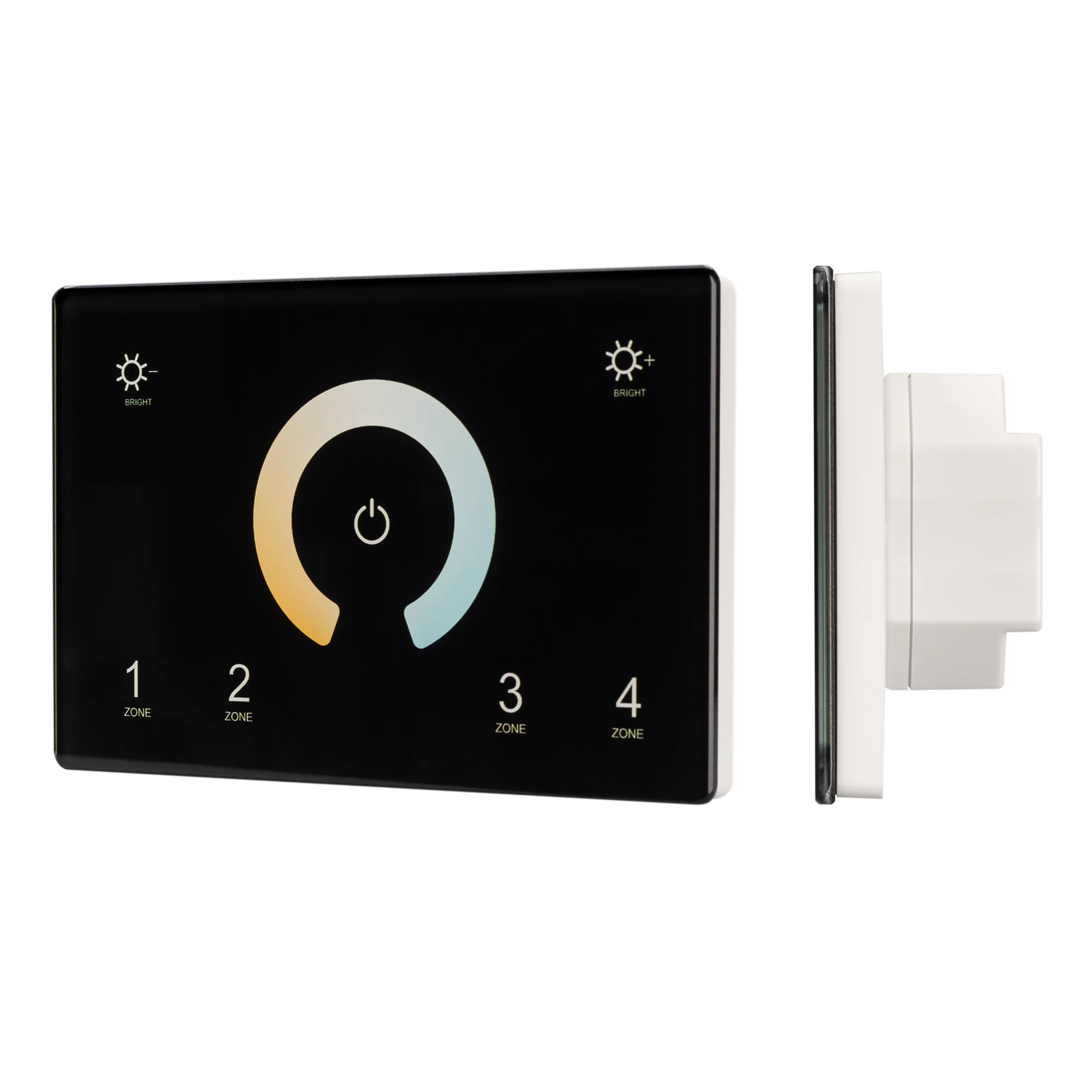 Панель Sens SMART-P81-MIX Black (230V, 4 зоны, 2.4G) 028401 - Встраиваемая сенсорная панель 2.4 ГГц, цвет чёрный. Итальянский стандарт. Материал - стекло. Для управления мультибелыми (MIX/CCT) источниками света (ШИМ), 4 зоны управления. Функция управления