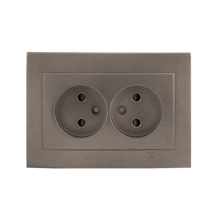 Валенсия лицевая панель розетка 2-местной б/з 10А графит с защ. штор. PROxima ESR10-L-102-60