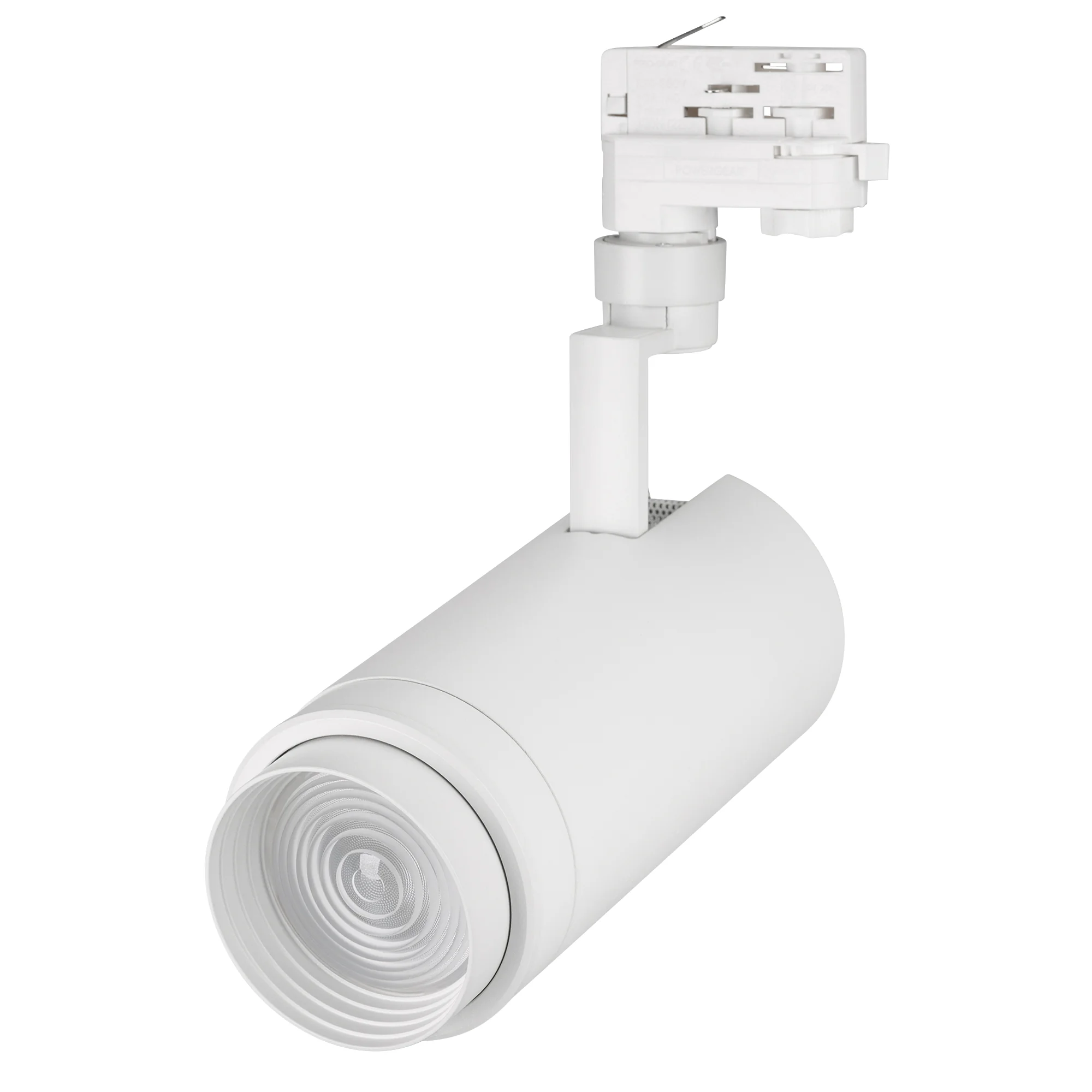 Светильник LGD-ZEUS-4TR-R100-30W Day (WH, 20-60 deg) 024609 - Светильник подвесной для треков/шин 4 провода, 30Вт. Цвет свечения ДНЕВНОЙ 4000K, световой поток 2400-3000лм, регулируемый угол 20-60°, CRI>90. Корпус круглый, металл, цвет белый, IP20. Размеры