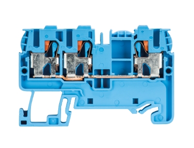 Клемма сдв. WTP 2,5/4 D1/2 BL - Проходная клемма, 3 точки подключения, тип фиксации провода: push in, номинальное сечение: 2,5/4 мм кв., 32A, 800V, ширина: 5 мм, цвет: синий, тип монтажа: DIN 35
