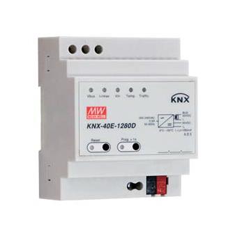 KNX-40E-1280D - AC-DC для системы KNX, 38.4Вт, вход 180…264V AC, 47…63Гц /254…370В DC, выход 30В/1280мA, интегр. шина KNX, изоляция 4200В AC, на DIN-рейку 72х90х57мм, -30…+70°С, с функцией диагностики