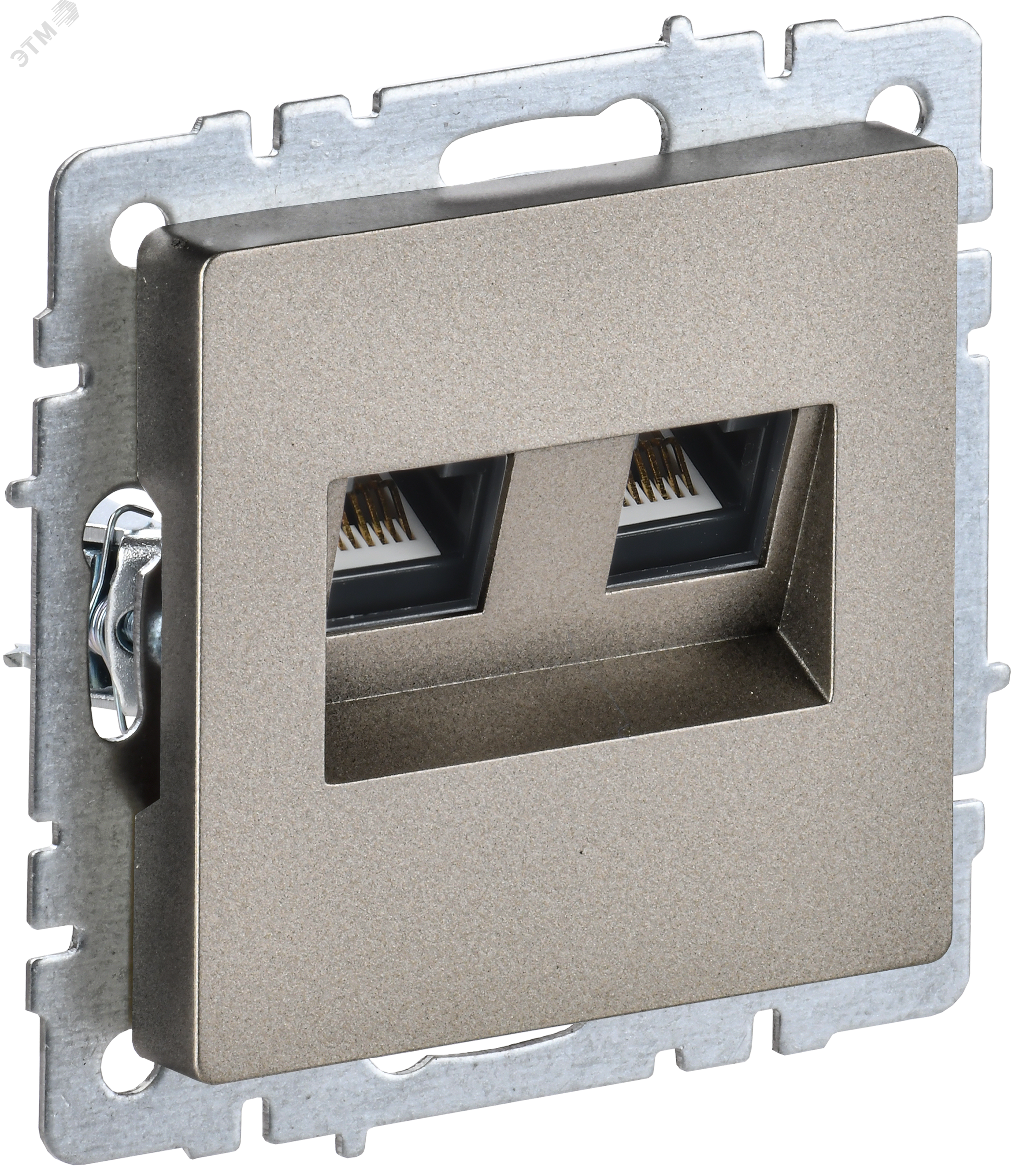 BRITE Розетка двойная RJ11+RJ45 кат.5E РК/Т12-БрШ шампань BR-KT20-O-1-K37