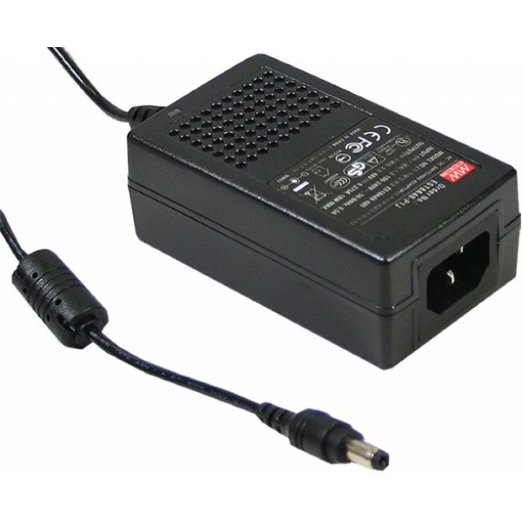 GS25A12-P1J - AC-DC, 25Вт, вход 90...264B AC 47...63 Гц, 135...370B DC, выход 12B/2.08A, изоляция 3000B AC, 93x54x36мм, 0...+50°С, сетевой разъём IEC320-C14, выходной разъем 11, диам. 5.5х2.1мм