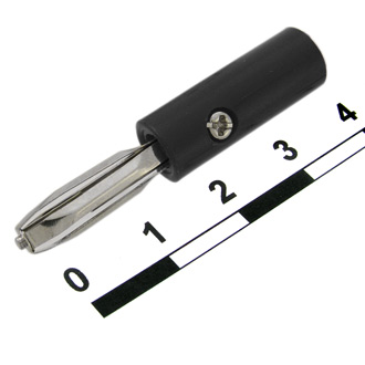 10-0060 BLACK - Штекер BANANA PLUG чёрный приборный с винтовым креплением на кабель