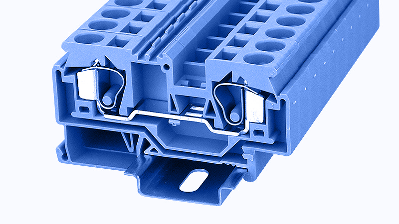 Проходная клемма WS10-01P-12 - Проходная клемма, тип фиксации провода: пружинный, номинальное сечение: 10 мм кв., 57A, 800V, ширина: 10 мм, цвет: синий, тип монтажа: DIN35