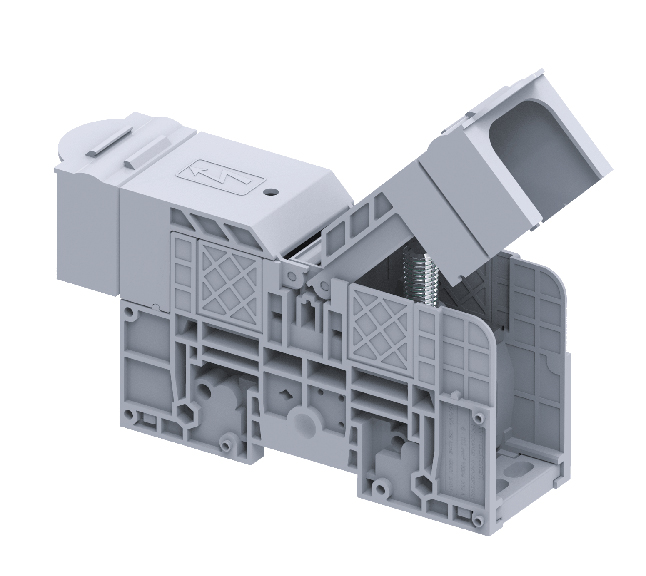 PTB120/150SH - Сильноточная болтовая клемма, М10, тип фиксации провода: болт, 310A, 1000V, номинальное сечение: 6 -150 мм кв., цвет: серый, тип монтажа: DIN35, с защитными крышками