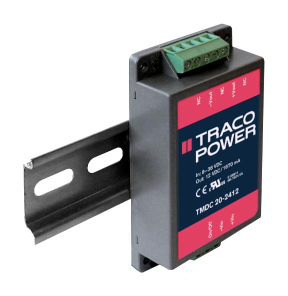TMDC 20-4812 - Преобразователь DC-DC на шасси модульный вход 48В выход 12V 1.67A 20Вт 8-выводов