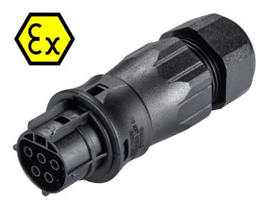Разъем RST20I5SXB1 ZR2S   BL07 - Взрывозащищенный розеточный разъем на кабель диам. 13-18 мм, IP68(69k), 5 полюсов, винтовая фиксация провода, номинальные характеристики: 250/400V+РЕ, 20A, цвет: черный, серия RST Ex