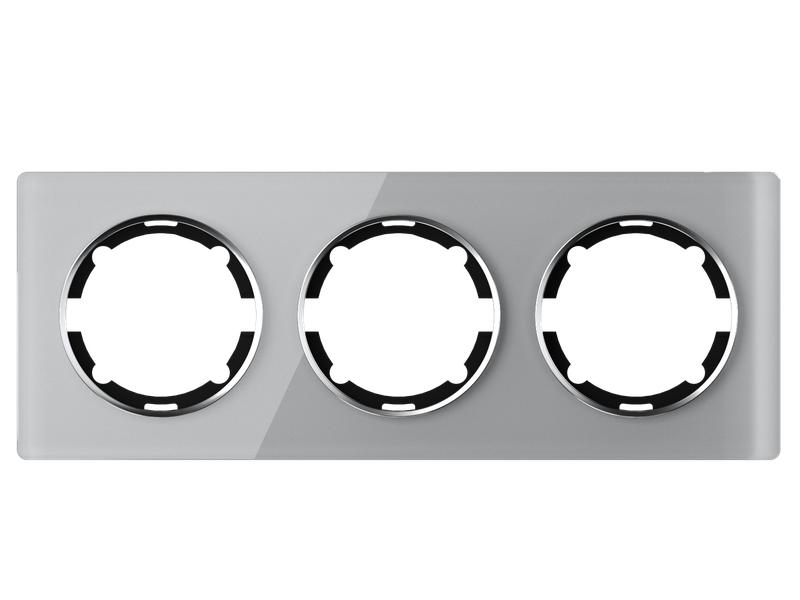 Рамка 3-м Garda горизонт. стеклянная сер. 2E52301302 2234936