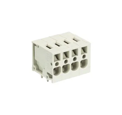 Клемма Wiecon 8158 / 4 TOP H OB - Клемма на печатную плату, подвод кабеля сбоку, 4 полюса, шаг: 5,00 мм, пружинная фиксация провода, без маркировки, 300V, 16А, цвет: серый, серия 8158 TOP V/H