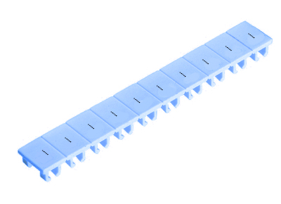 Шильдик 9705A/5/10 B - BLAU - Маркировка для клемм сечением 2,5 мм.кв., шириной 5 мм, 10 шильдиков, синяя, нанесенные знаки: - , - , … , -