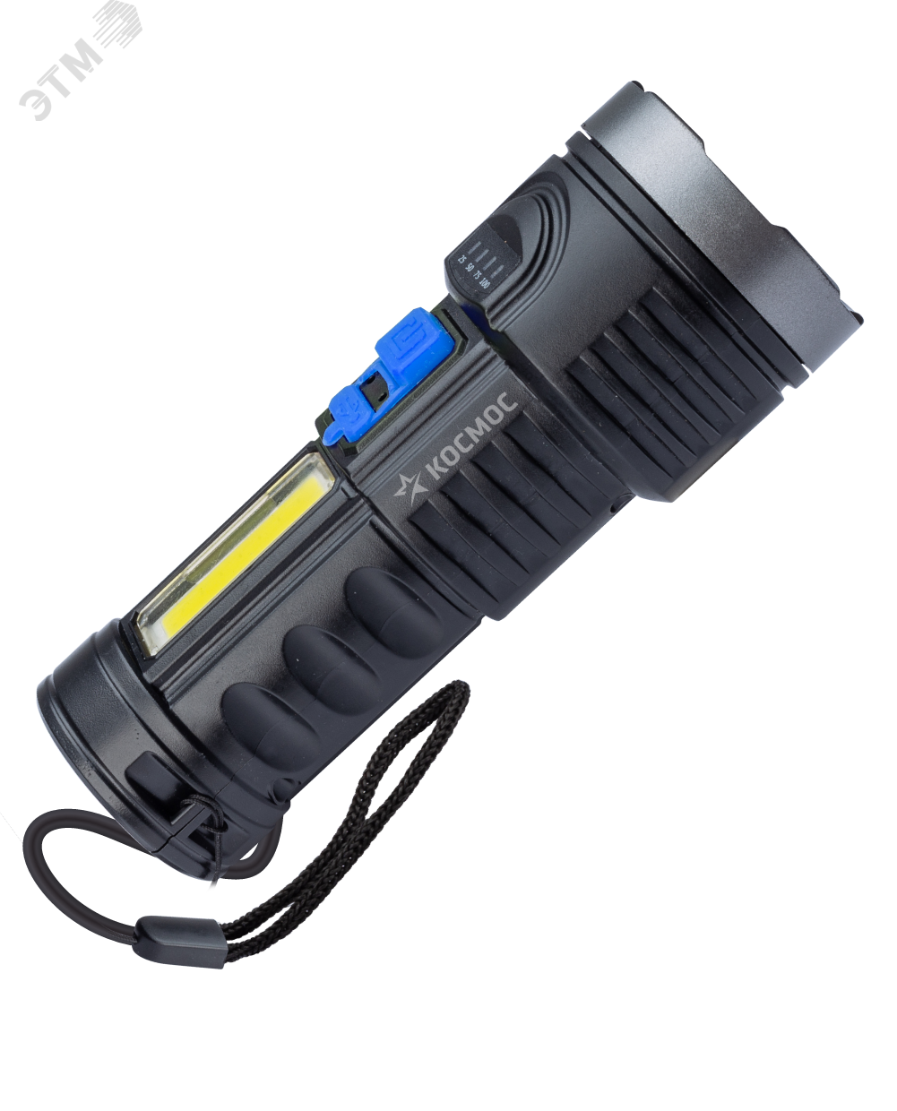 Фонарь аккумуляторный ручной LED 3Вт + COB 3Вт аккум. Li-ion 18650 1.2А.ч индикатор USB-шнур ABS-пластик KOS115Lit
