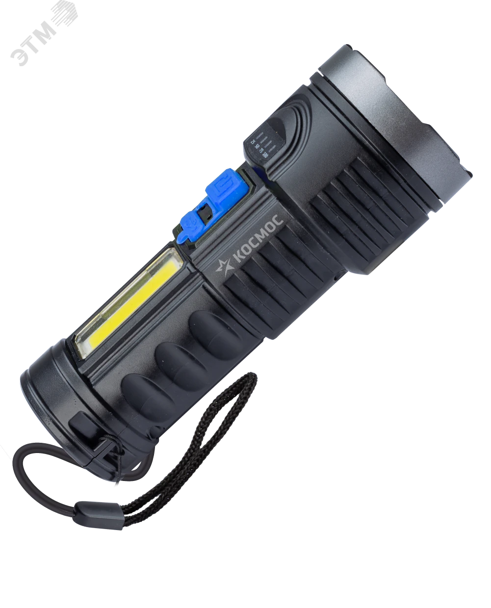 Фонарь аккумуляторный ручной LED 3Вт + COB 3Вт аккум. Li-ion 18650 1.2А.ч индикатор USB-шнур ABS-пластик KOS115Lit