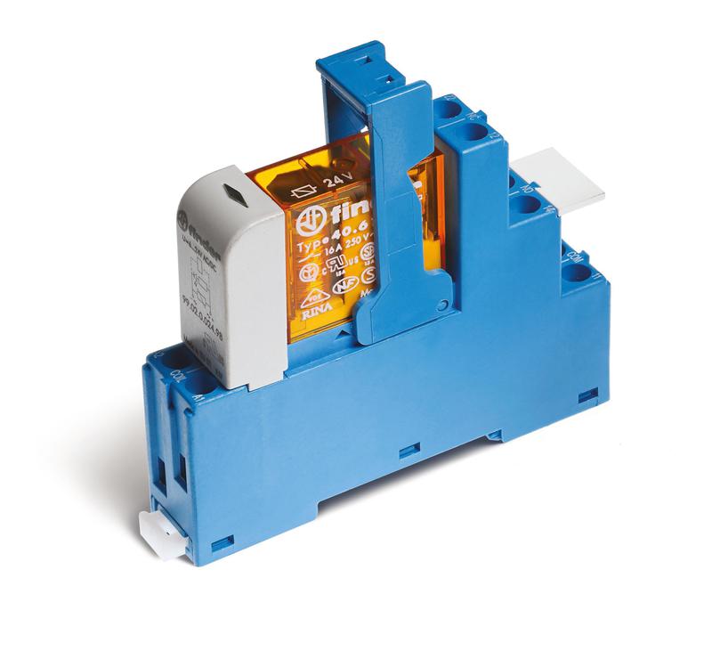 Модуль интерфейсный (сборка 40.61.7.024.0000 + 99.02.9.024.99 + 95.05SPA) электромеханич. реле 1CO 16А AgCdO 24В DC (чувствит.) IP20 винт. клеммы пластик. клипса LED + диод 486170240050SPA