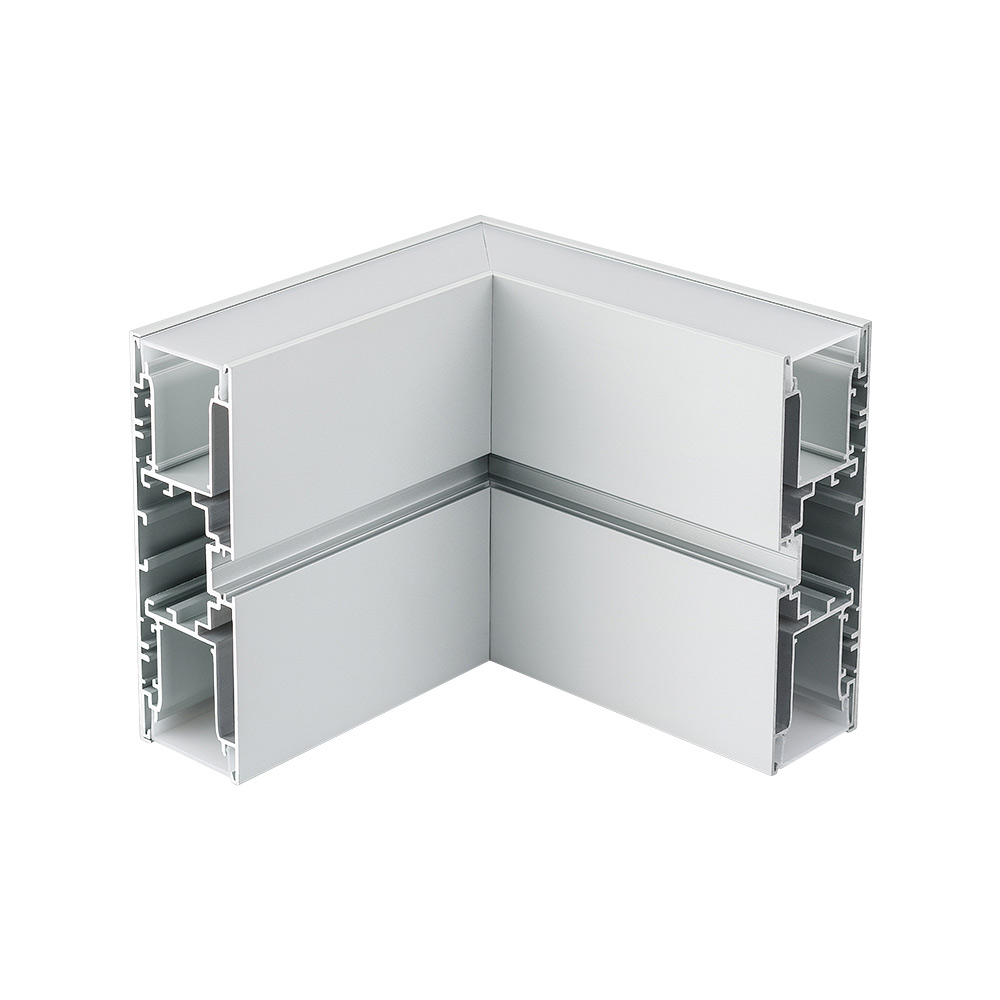 Угол S2-WALL-X2-H128-L90W внешний 021287 - Состыковочный угол в сборе, для соединения 2-х профилей S2-WALL-X2-H128 под углом 90°, в комплекте с экраном. Накладная панель снаружи угла. В комплекте матовый экран с выпуском 20мм для подрезки, соединители. Дл