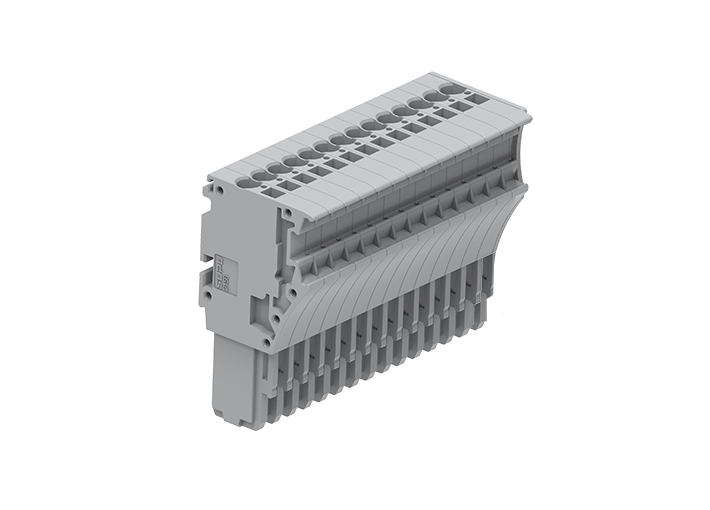 Вилка штекерная 2150-114 - Вилка штекерная для клемм с разъемом, тип фиксации провода: пружинный, 14 полюсов, мм кв., 13,5A, 500V, цвет: серый