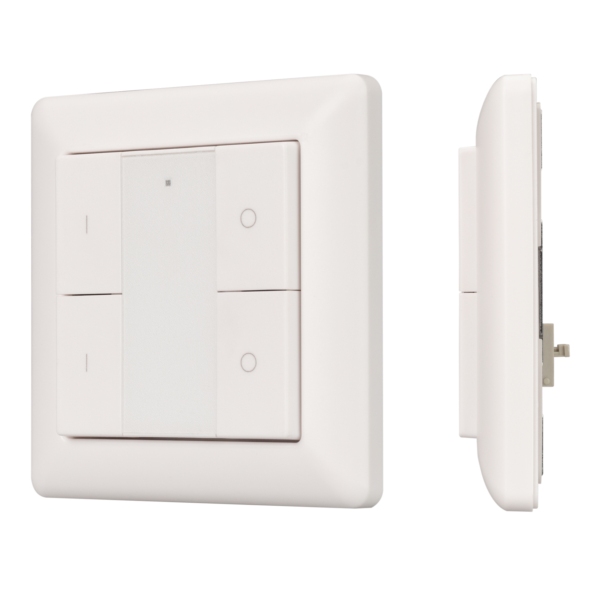 INTELLIGENT ARLIGHT Панель DALI-223-2G-DIM-IN (BUS) 025503 - Встраиваемая кнопочная белая пластиковая панель для работы по протоколу DALI. Управление 2-мя группами. Установка номера первой группы выполняется переключателями на корпусе, функции каждой груп