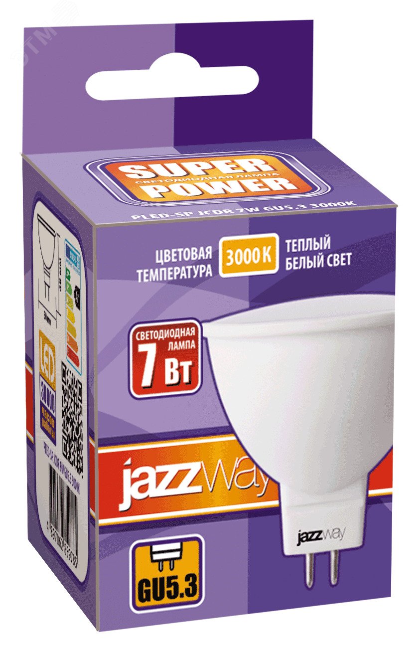 Лампа светодиодная PLED-SP 7Вт JCDR MR16 3000К тепл. бел. GU5.3 520лм 230В 1033499