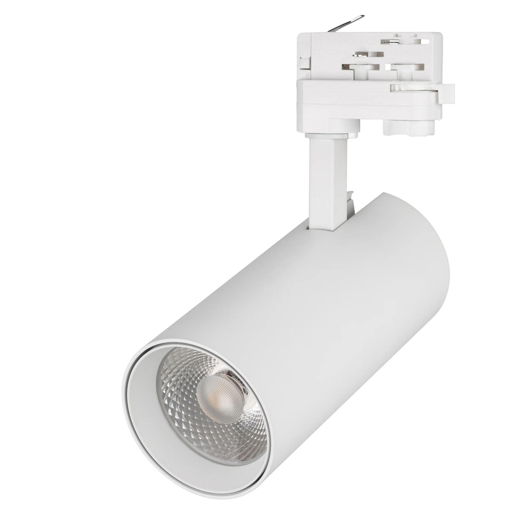 Светильник LGD-GERA-4TR-R90-30W Day4000 (WH, 24 deg, 230V) 024596(2) - Светильник подвесной для треков/шин 4 провода, 30Вт. Цвет свечения ДНЕВНОЙ 4000K, световой поток 2700-3300лм, угол 24°, CRI>90. Корпус круглый, металл, цвет белый, IP20. Размеры DxHxL 
