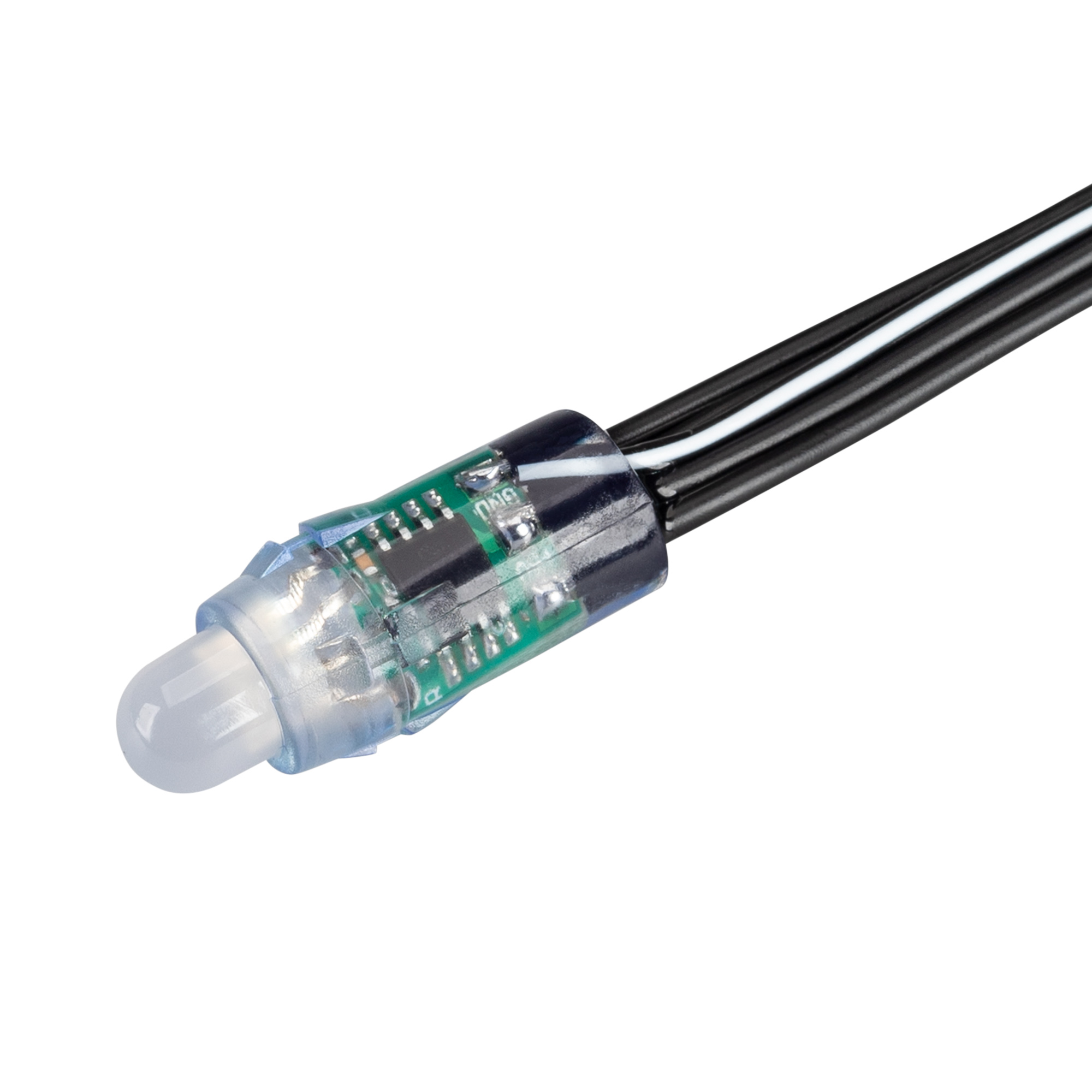 Герметичный управляемый модуль SPI-UVR-D12 12V White6000-BPT (0.3W, IP67, 90 deg) 043441 - Управляемый светодиодный модуль SPI, цвет свечения БЕЛЫЙ 6000K, индекс цветопередачи CRI>80, микросхема LB1908 (совместима с SM16703, WS2811, UCS1903), функция обхо