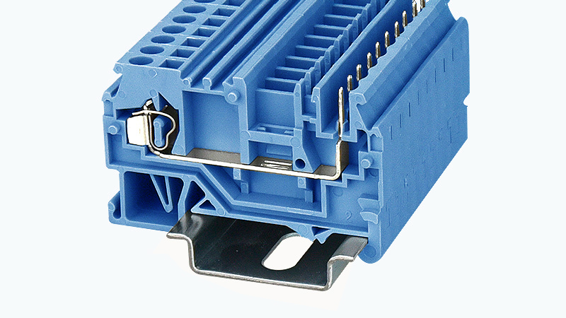 Клемма для разъемов WS2.5P-01P-12 - Клемма для подключения внешнего разъема, тип фиксации провода: пружинный, номинальное сечение: 2,5 мм кв., 22А, 500V, ширина: 5 мм, цвет: синий, тип монтажа: DIN35
